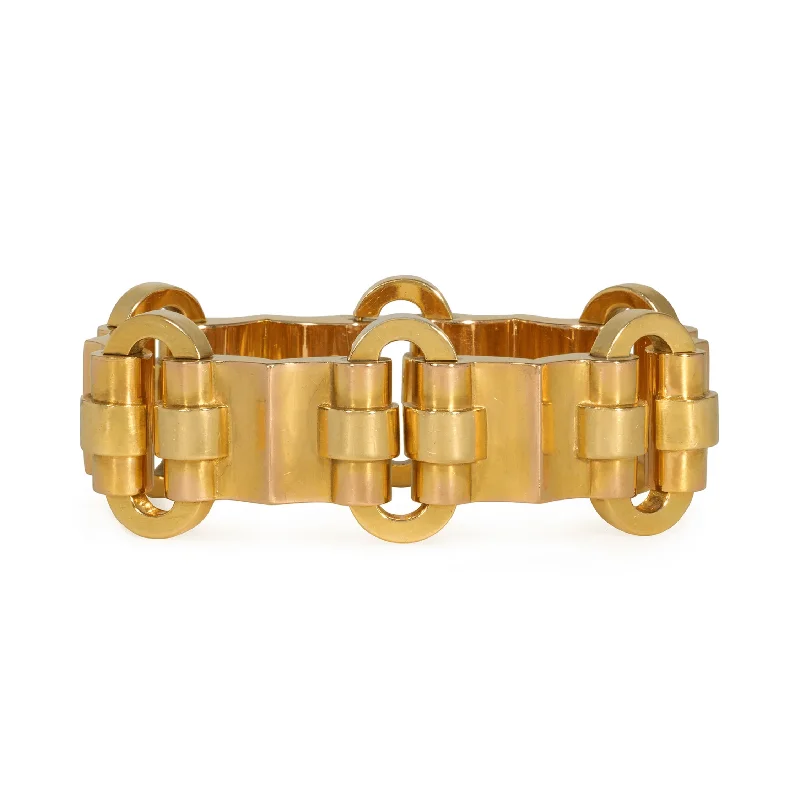 French Retro 18KT Yellow Gold Tank Bracelet