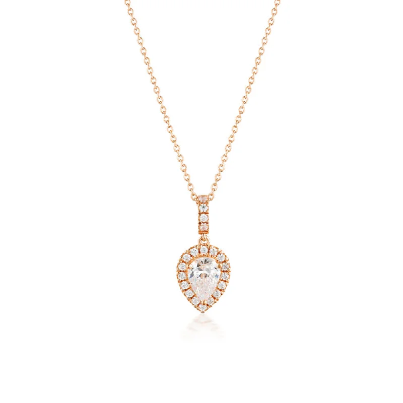 Georgini Luxe Rose Gold Plated Sterling Silver Zirconia Splendore Pendant On Chain