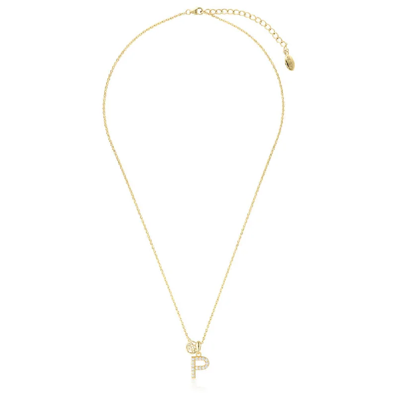 Georgini Sterling Silver Gold Plated Luxury Letters I Pendant On Chain