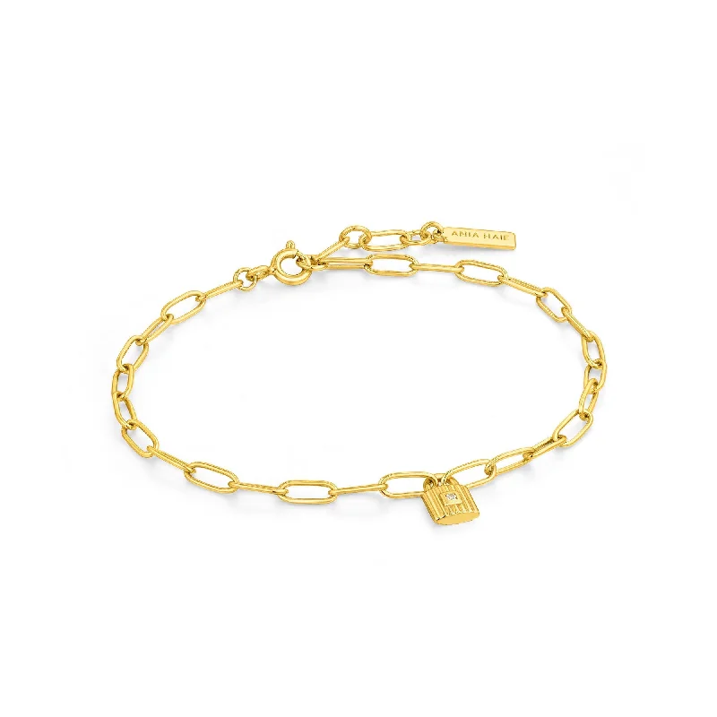 Gold Chunky Chain Padlock Bracelet