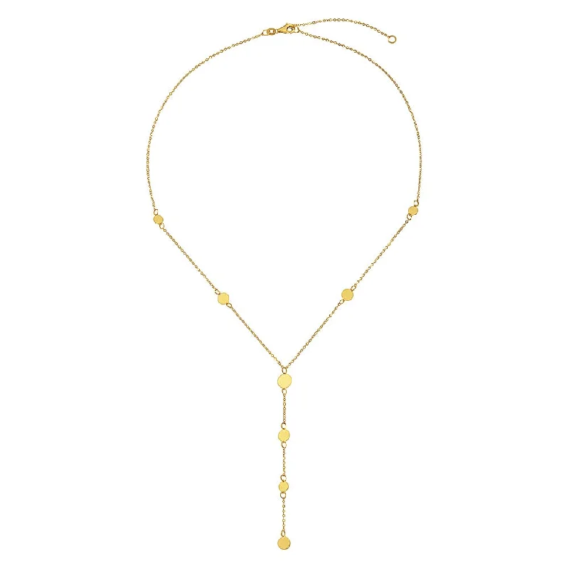 Gold Multi Disc Lariat Necklace