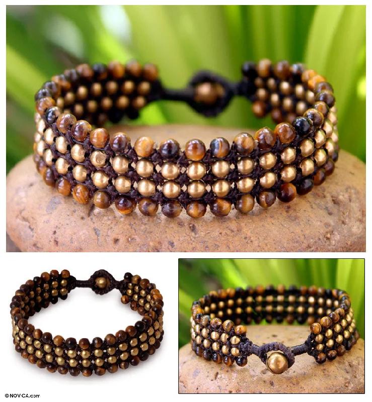 Golden Dawn Tiger's Eye Brass Bracelet