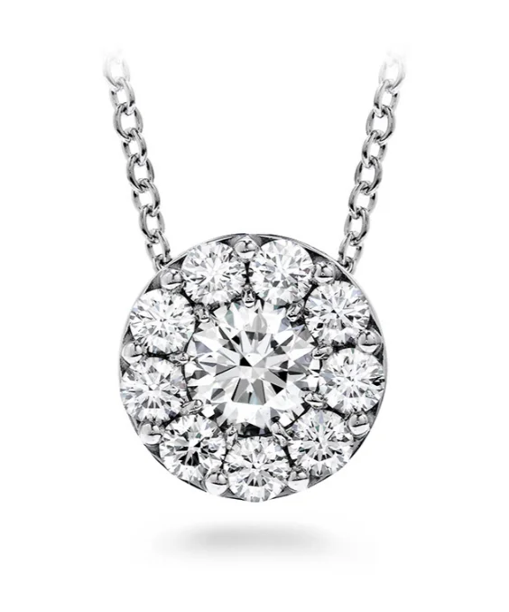 Hearts On Fire 18K White Gold Round Shape Diamond Cluster Fulfillment Pendant (.25ctw)