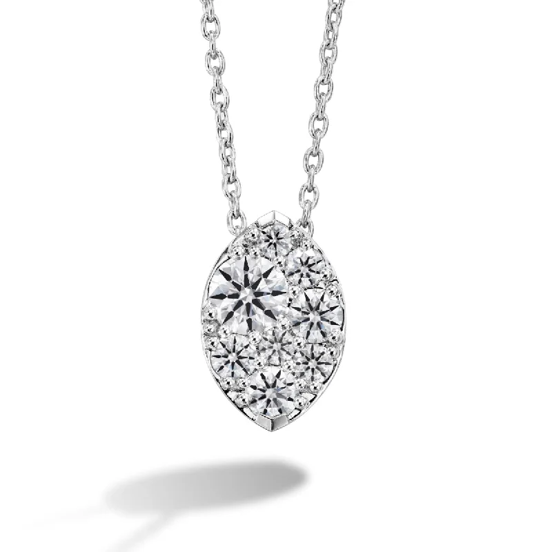 Hearts On Fire 18K White Gold Tessa Diamond Cluster Pendant with a 18K White Gold Link Necklace (0.30ctw)