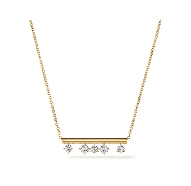 Hearts On Fire 18K Yellow Gold Barre Floating Diamond Necklace (.50ctw)