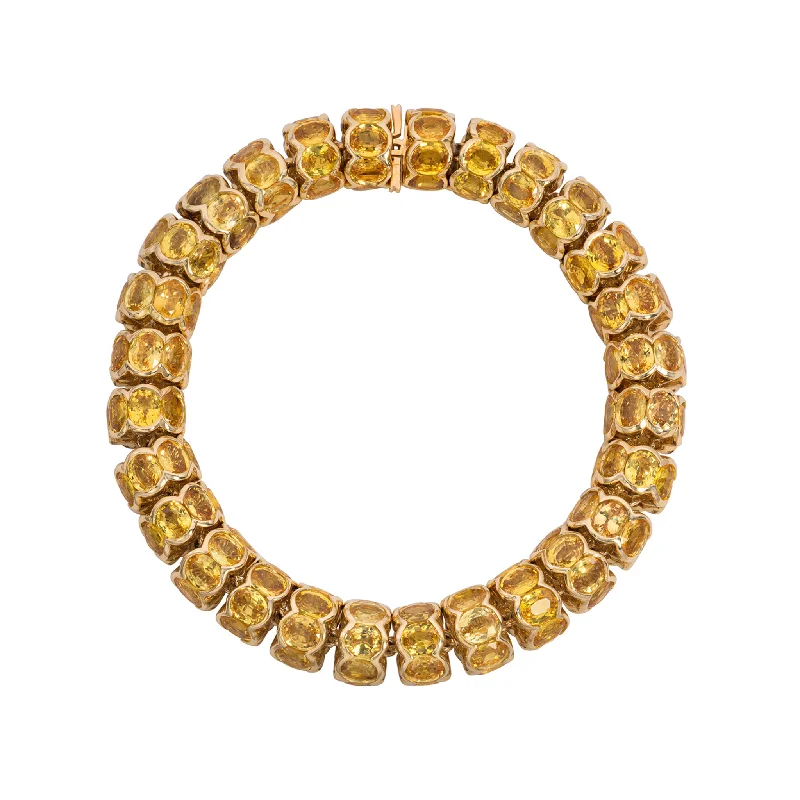 Italian 1980s 18KT Yellow Gold Yellow Sapphire Bracelet