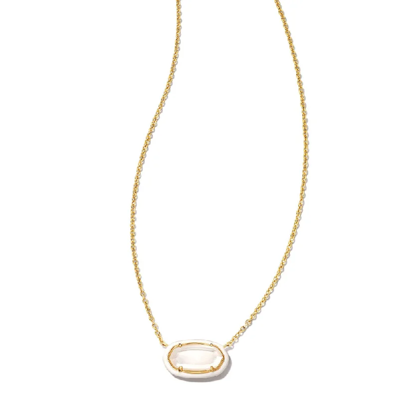 Kendra Scott Elisa Enamel Frame Gold Short Pendant Necklace