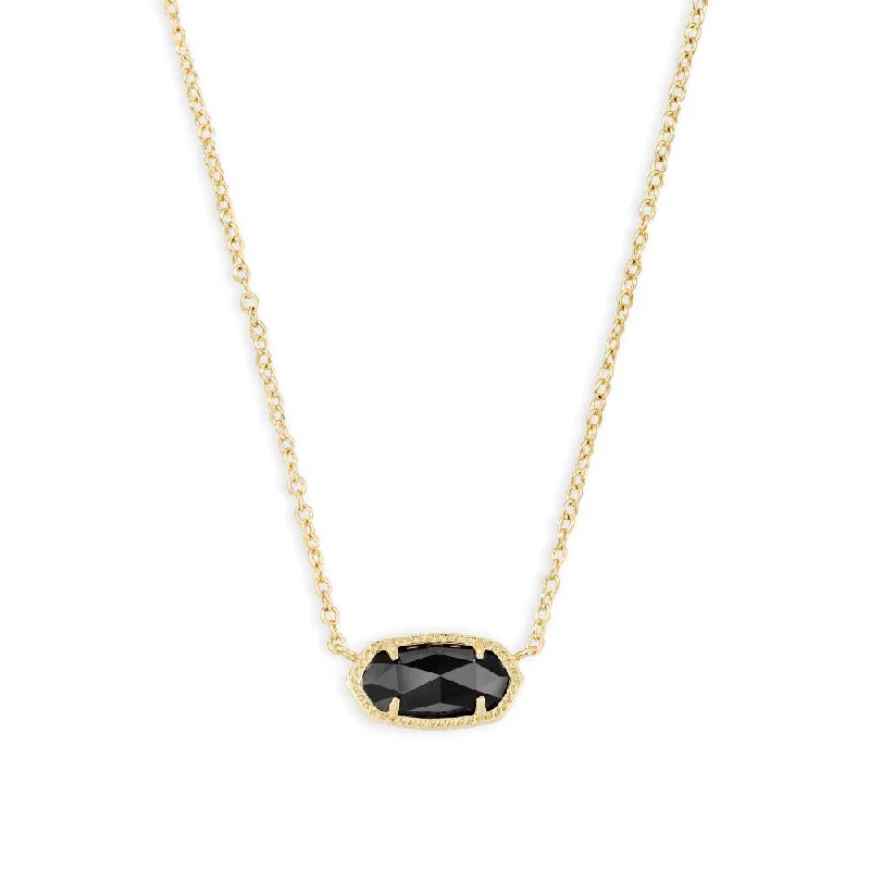 Kendra Scott Elisa Gold Pendant Necklace in Black Opaque Glass