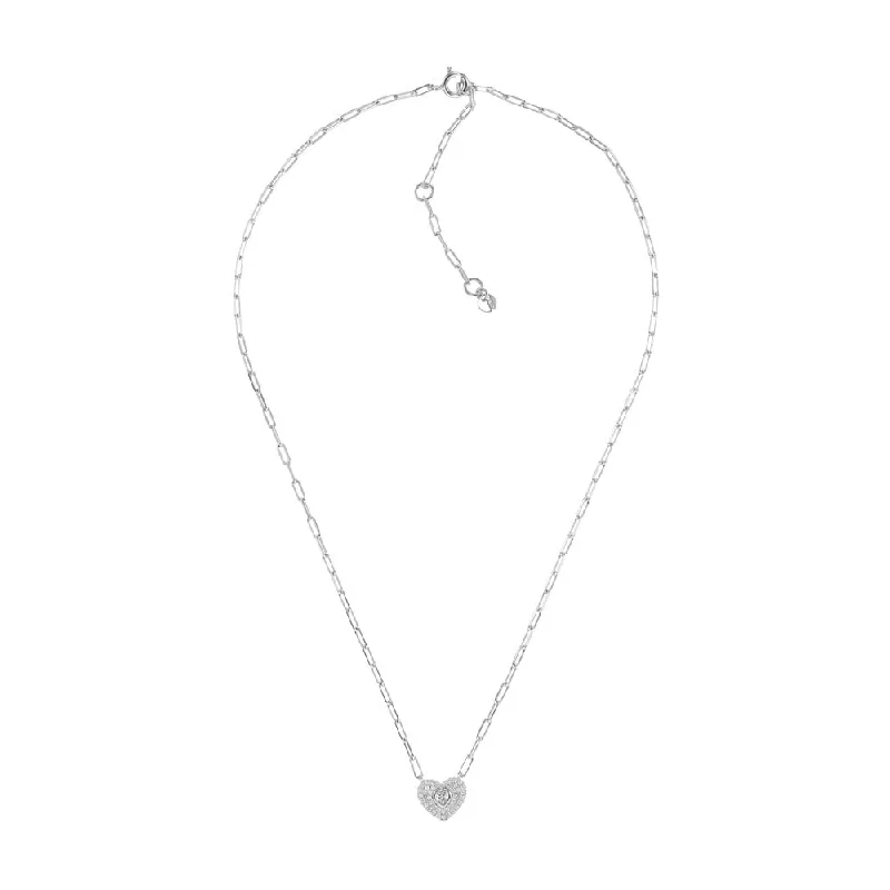 Michael Kors Sterling Silver Premium Pave Heart Pendant with Chain