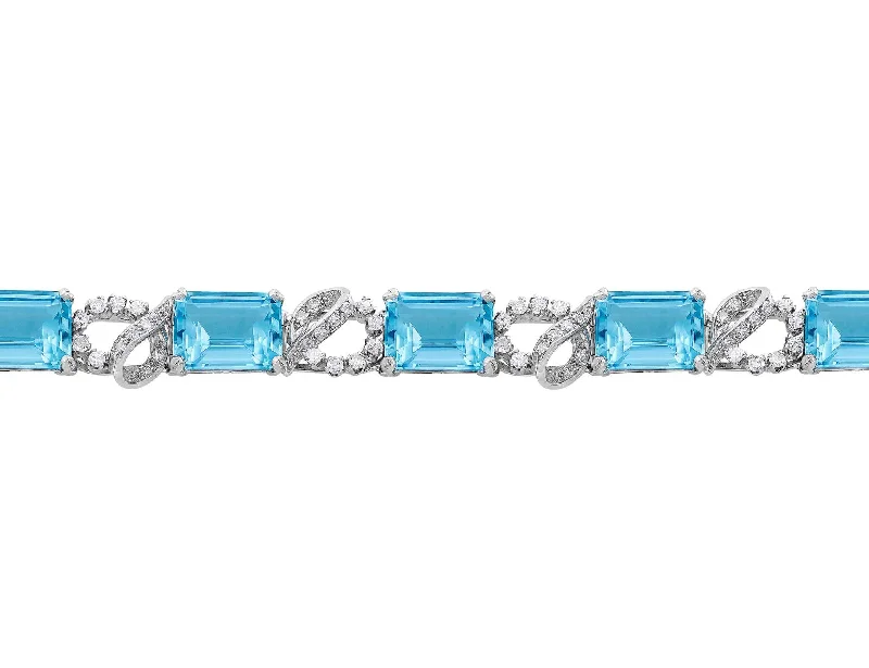 Platinum Aquamarine & Diamond Bracelet