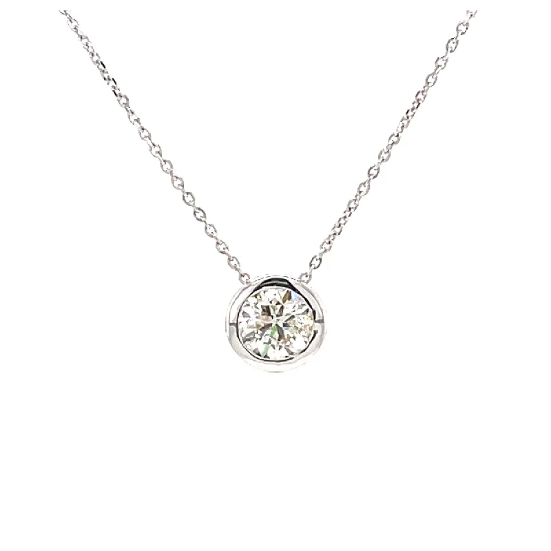 Power of One Diamond Bezel Necklace in White Gold (0.70 ctw)