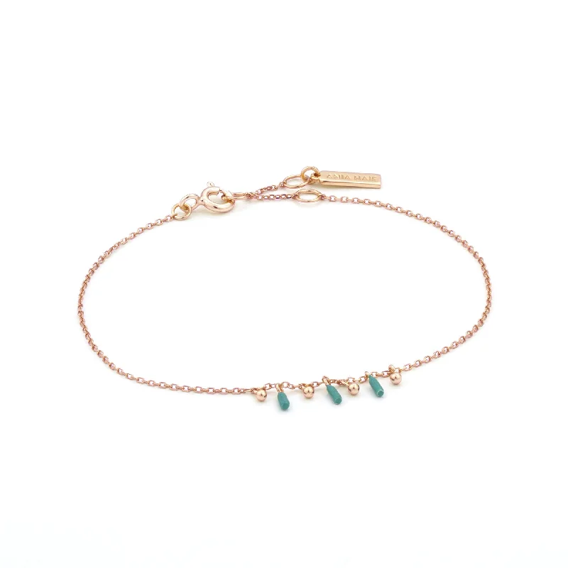 Rose Gold Dotted Triple Drop Bracelet