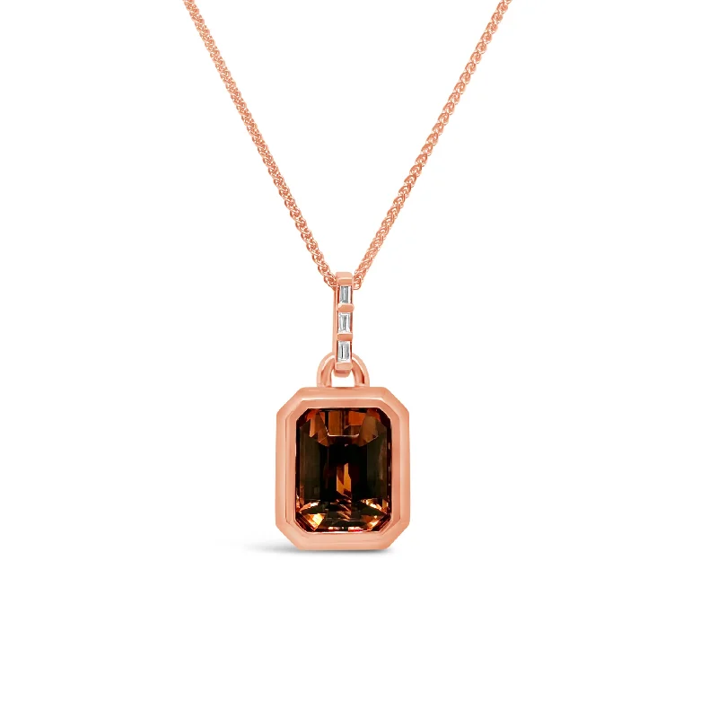 Copper Tourmaline & Diamond Pendant