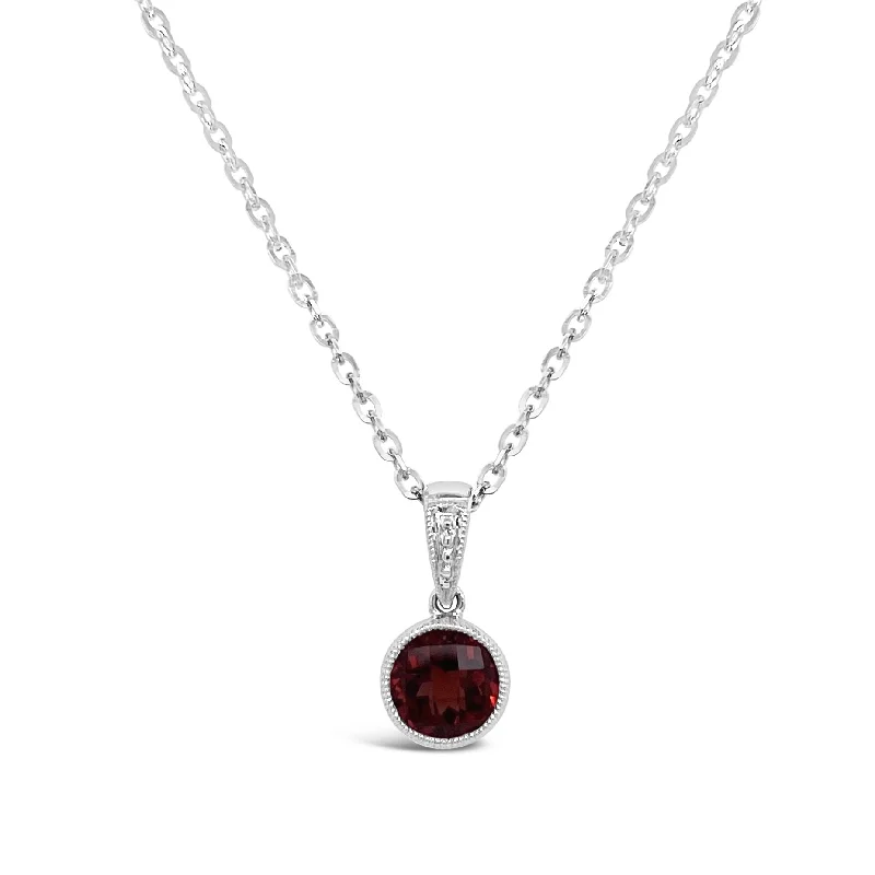 Round Red Garnet Bezel Pendant