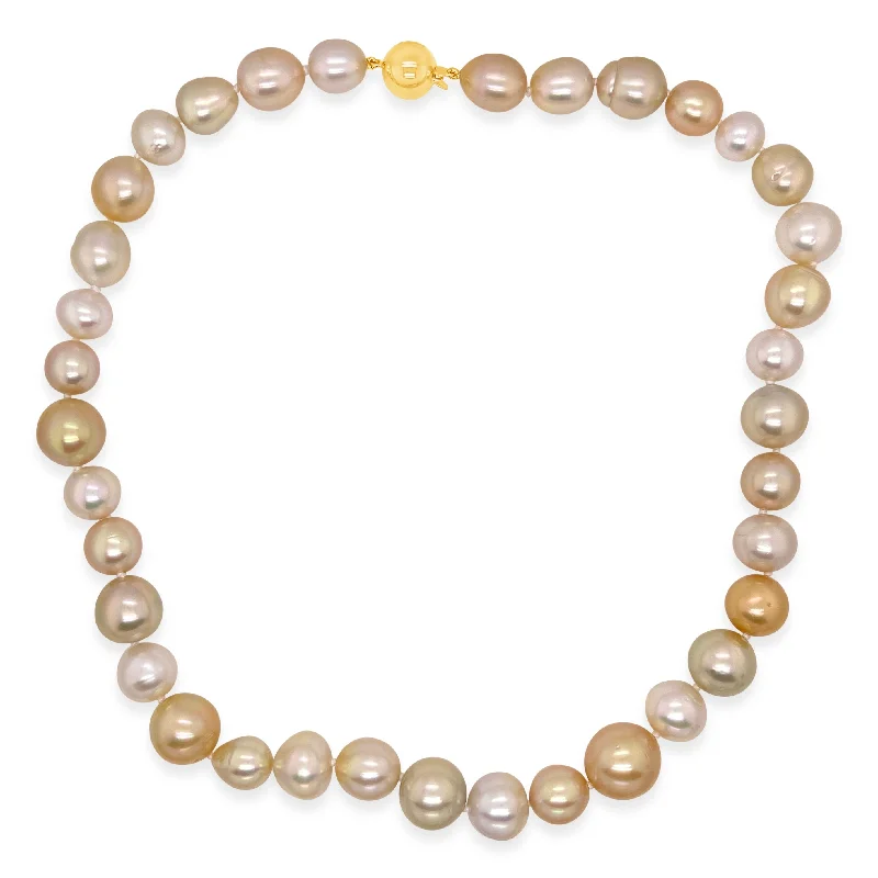 Semi-Baroque White & Golden South Sea Pearl Strand