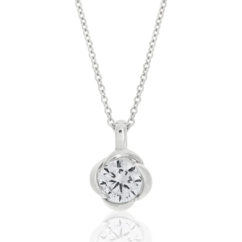 Sterling Silver Cubic Zirconia Flower Pendant With 40 + 5cm Chain