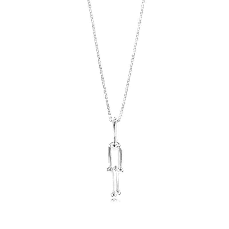 Sterling Silver Fancy U Link Pendant On 45cm Chain