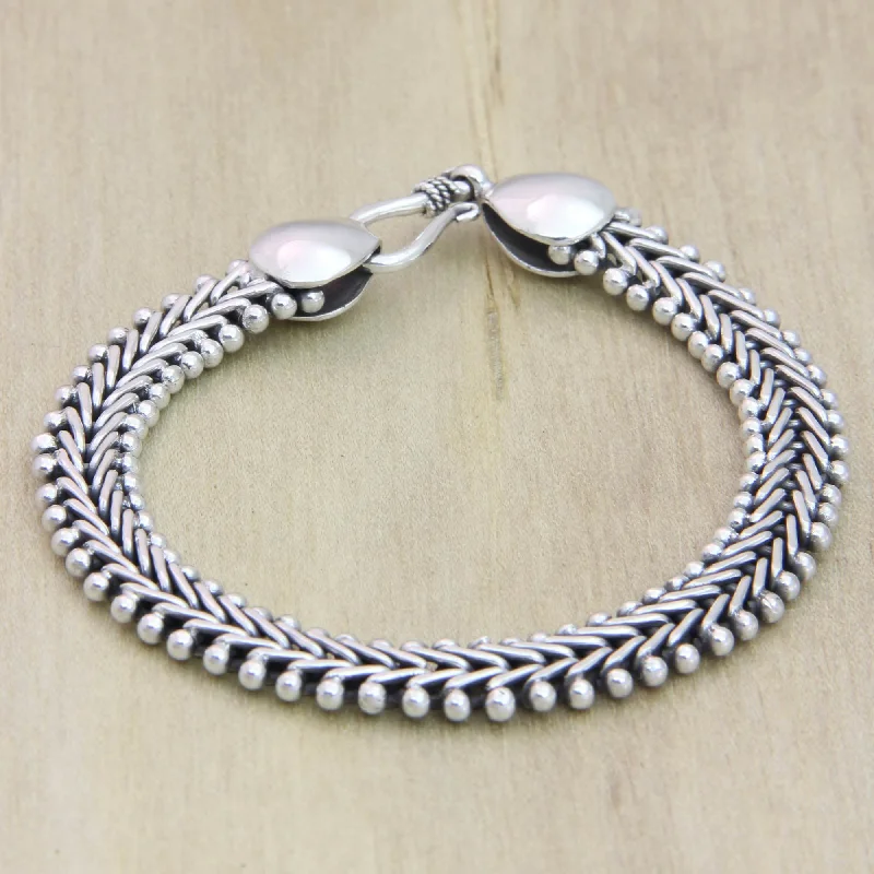 Sterling Silver Herringbone Chain Bracelet