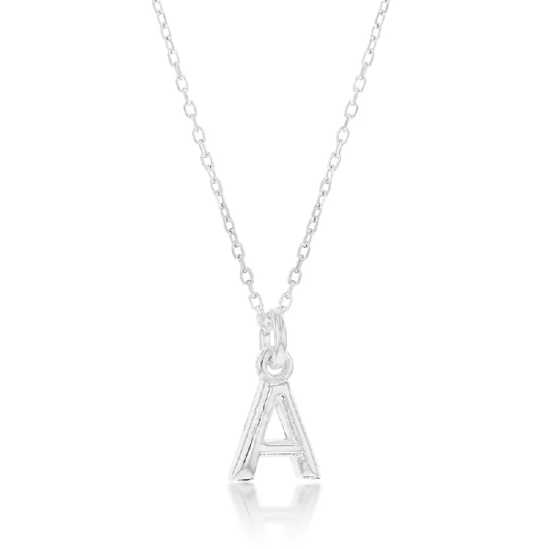 Sterling Silver Initial Letter "A" Pendant On 45cm Chain