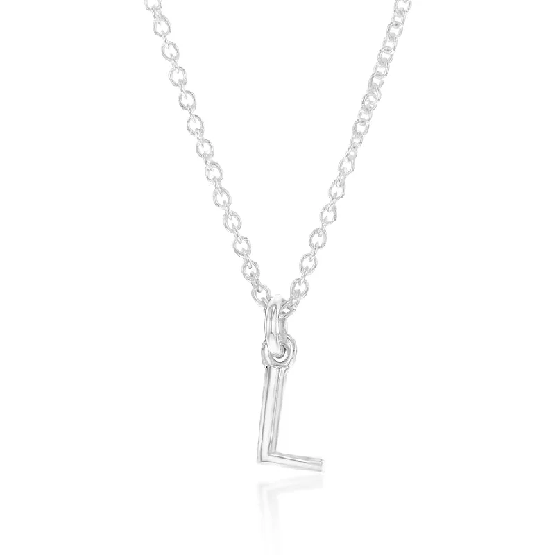 Sterling Silver Initial Letter "L" Pendant On 45cm Chain