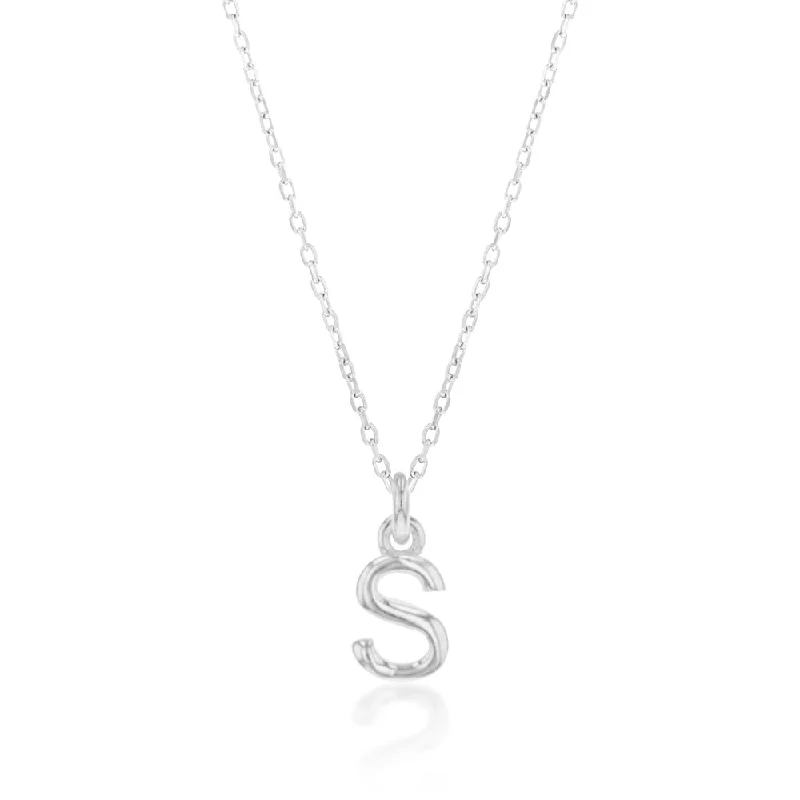 Sterling Silver Initial Letter "S" Pendant on 45cm Chain