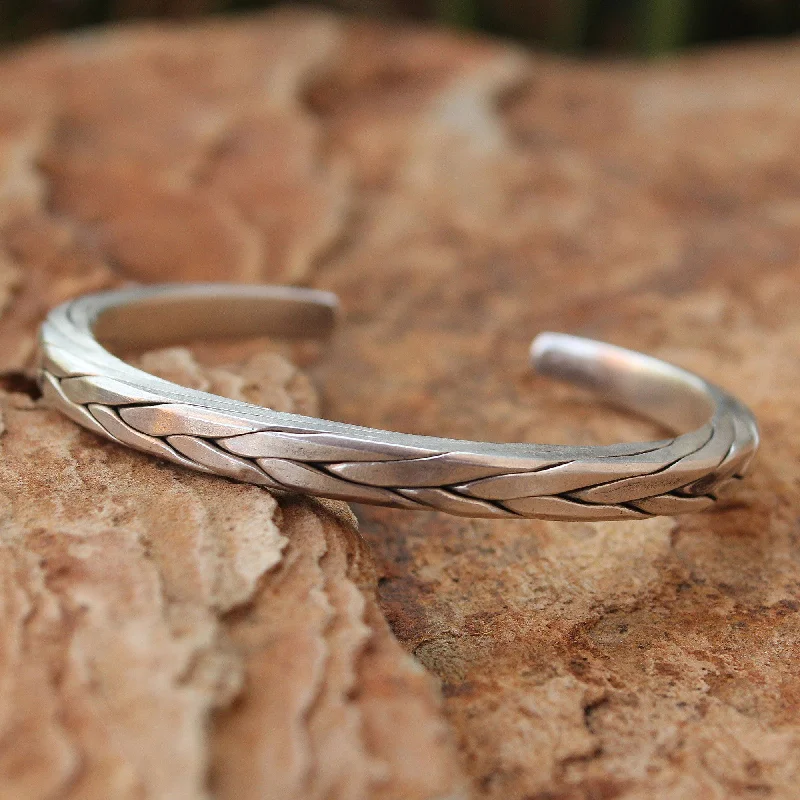 Sterling Silver Men's Braided Cuff Bracelet