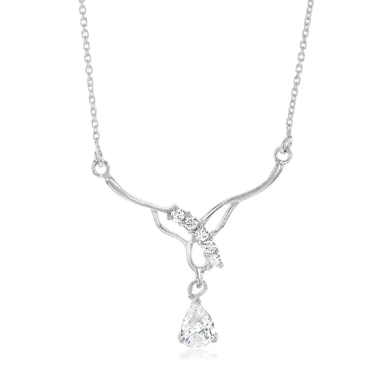 Sterling Silver Zirconia Fancy Pendant On Chain