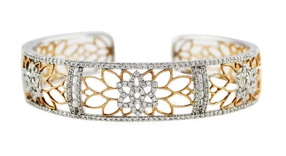 18k Rose Gold White and Rose Gold Diamond Cuff