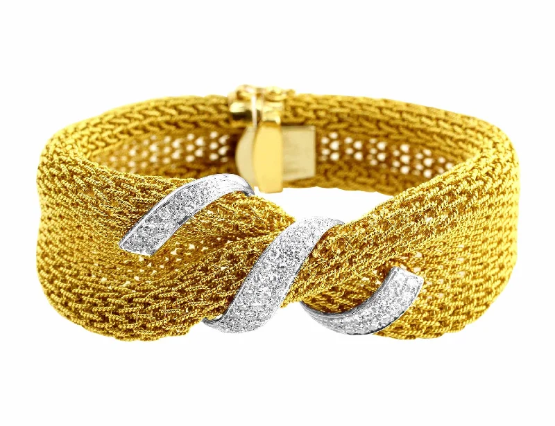 Yellow Gold Mesh Diamond Bracelet