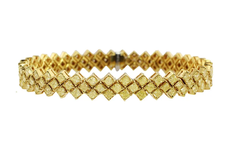 Fancy Yellow Princess Cut Diamond Bracelet